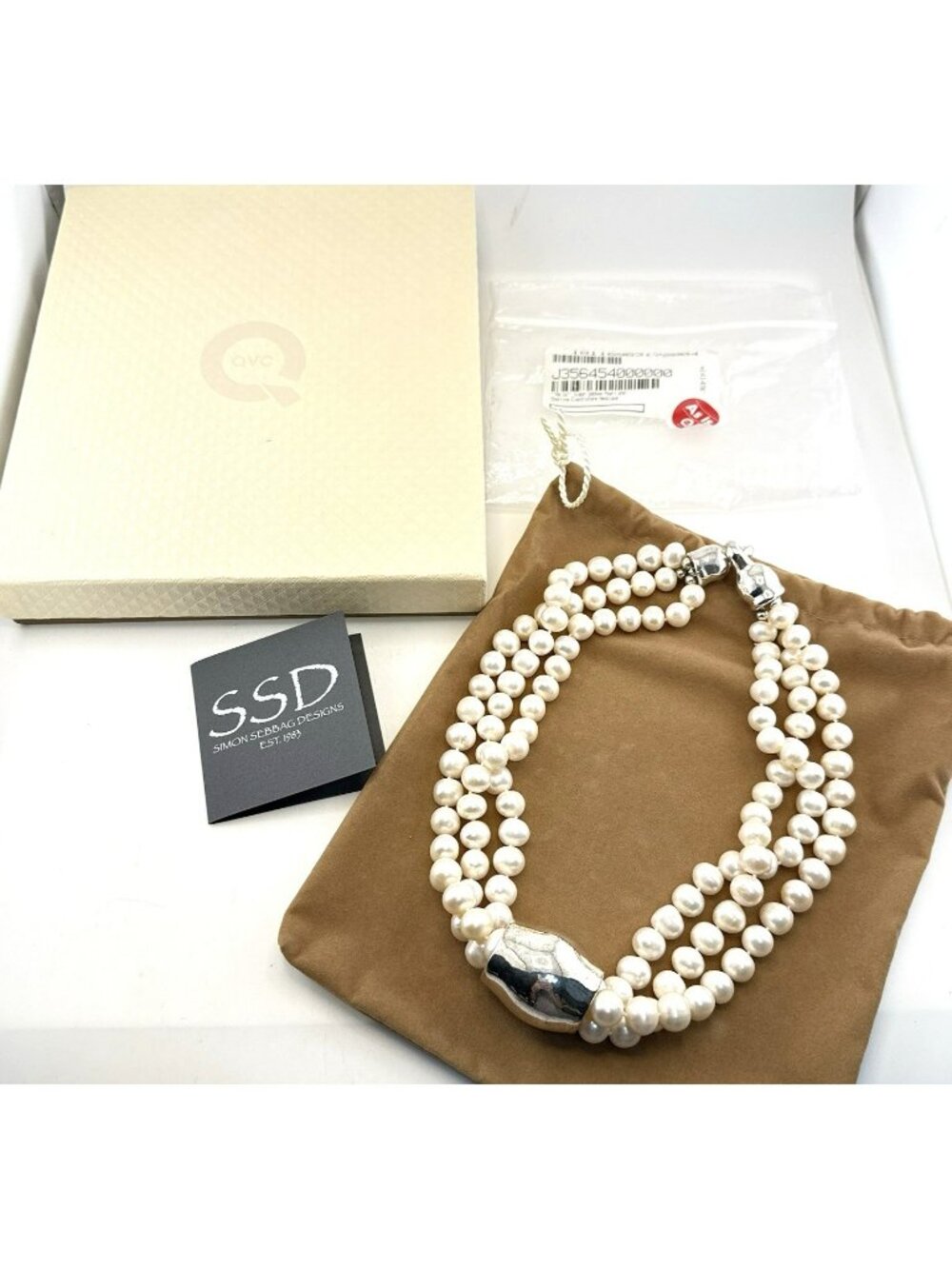 Simon Sebbag Necklace Pearl Sterling Silver Electroform Chunky 206g Modern QVC